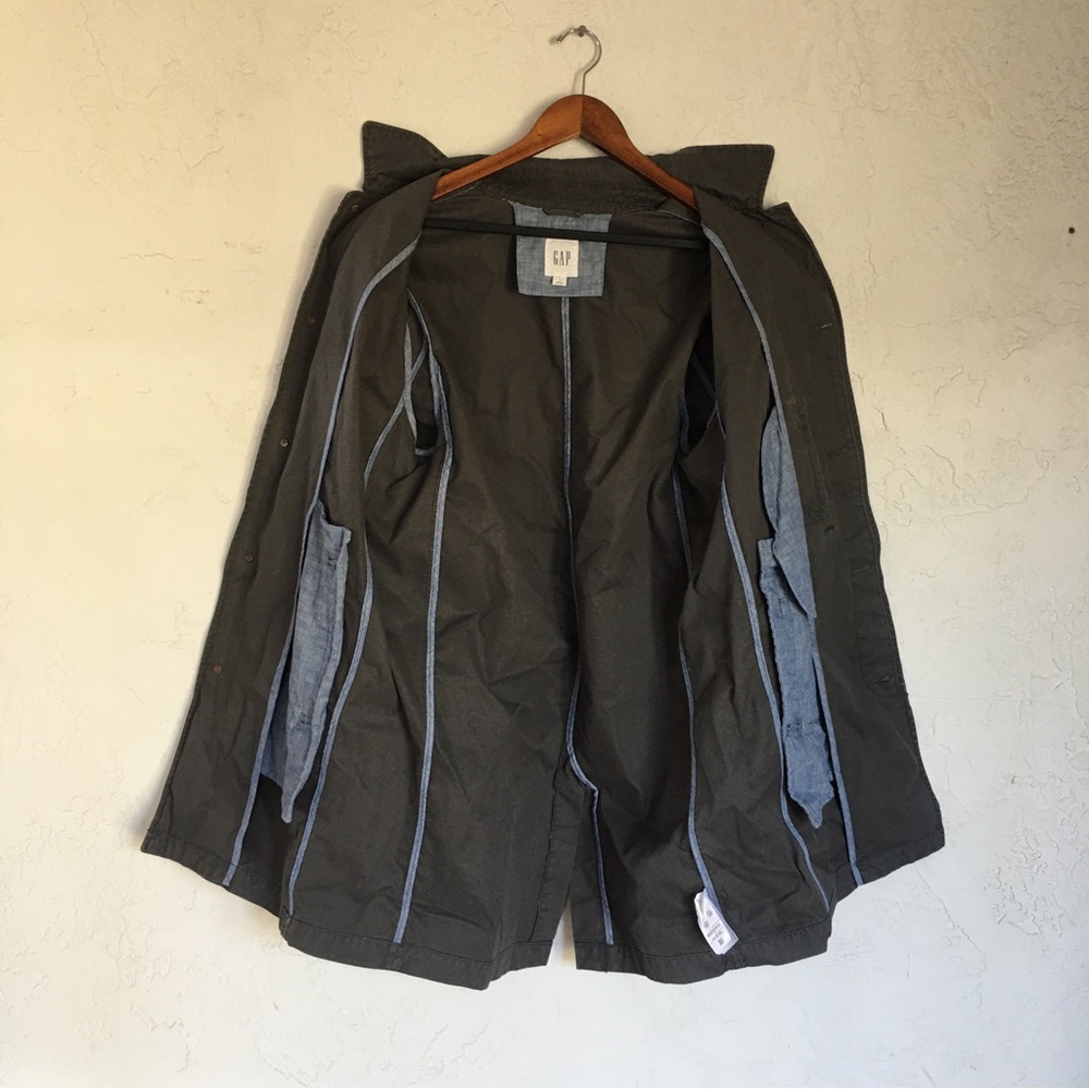 The Gap Dark Gray Lightweight Trench Coat, Size L - Picture 9 of 11